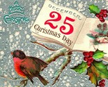 Merry Christmas Snow Bird Holly Branch Calendar Silver Embossed UNP Vtg ... - $7.08