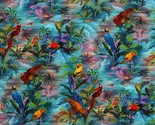 Cotton Parrot Isle Island Tropical Bird Multicolor Fabric Print by Yard ... - $15.95