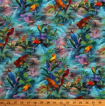 Cotton Parrot Isle Island Tropical Bird Multicolor Fabric Print by Yard D580.68 - £12.74 GBP