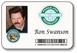 RON SWANSON from Parks and Recreation pin Fastener Name Badge Halloween Costume  - £12.86 GBP