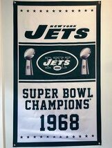 New York Jets Super Bowl Championship Banner Flag Wall Art - $18.99