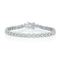 Sterling Silver Triple Row Marquise-Shaped CZ Bridal Tennis Bracelet - £106.88 GBP