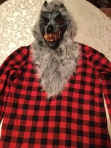 large 12/14 Amscan Hungry Howler costume top mask red black wolf  - £20.14 GBP