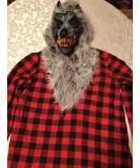 large 12/14 Amscan Hungry Howler costume top mask red black wolf  - £19.65 GBP