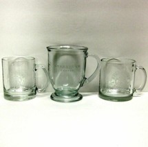 STARBUCKS COFFEE COMPANY LOT (3) CLEAR COFFEE CUPS/MUGS ANCHOR HOCKING E... - $31.87