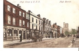 UK Herefordshire postcard High Street &amp; GPO High Barnet 1900s stemped BR... - £6.37 GBP