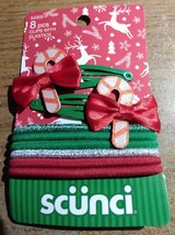 Scunci Holiday Christmas Candy Can Hair Clip And Ties CUTE 8 Piece Set - £6.68 GBP