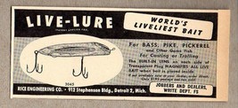 1947 Print Ad Live-Lure Fishing Lures Rice Engineering Detroit,MI - $9.25