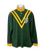 Vintage Polo Ralph Lauren Green Yellow 2003 Letter Rugby Polo Shirt size S - $94.99