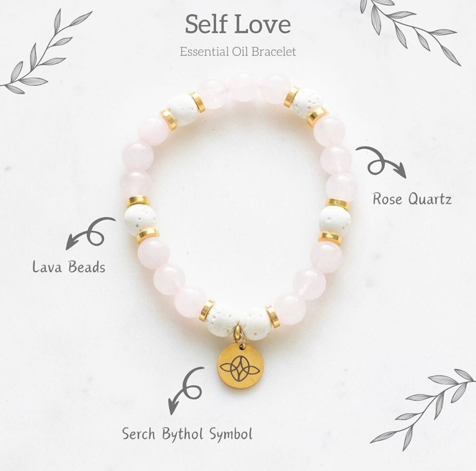 Self Love Rose Quartz Crystal Essential Oil Bracelet Item image 2