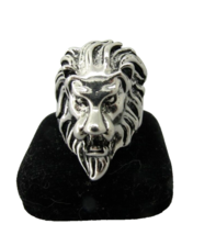 Lion Head Men&#39;s Ring Antiqued Silver Tone Costume Jewelry Size 11 - $9.89