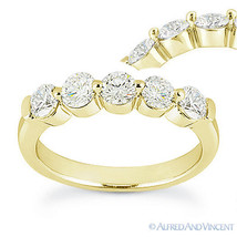 Round Cut Forever Brilliant Moissanite 14k Yellow Gold 5-Stone Band Wedding Ring - £650.52 GBP+