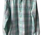 Columbia Button Up Shirt Size L Mens Plaid Coastal Blue Plaid Long Sleeved - $18.95