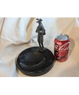 Bronze Golf Golfer Sculpture Black Marble Ashtray Pin Tray 6 in Tall - $39.56