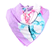 Anyyou Scarf for Women Floral Light Purple Pattern Hand Sewing Edge High... - €22,08 EUR