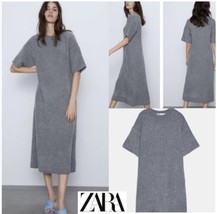 NWT Zara Size S Gray Wool Blend Knit Dress - £50.98 GBP