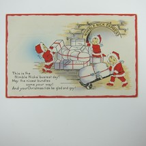 Christmas Postcard Santa Snow Babies Kids Ship Gifts Packages Whitney Antique - £15.70 GBP