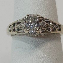 Authenticity Guarantee 
14K White Gold 0.60 ct Oval Diamond Cathedral Ring 0.... - £1,184.32 GBP