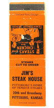 Jim&#39;s Steak House - Pittsburg, Kansas Restaurant 20 Strike Matchbook Cover KS - £1.39 GBP