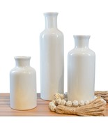 Farmhouse White Vases For Decor Set Of 3, Ceramic Vases For Home Decor A... - £35.86 GBP
