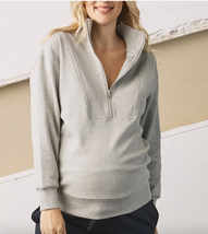 Angel Maternity | Calla Maternity Sweatshirt 1/2 Zip Top in Marl Grey | ... - £26.16 GBP