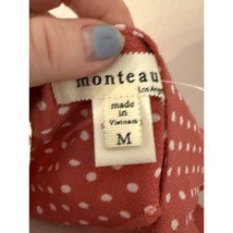 Monteau Women’s Dark Pink Polka Dot Top – Cute Sleeve Detail – Size M - $19.79