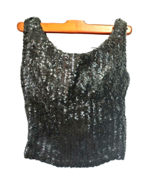 Tellie Geiger womens Black Sequin Sleeveless Crop Top  XS /S VTG designer - $35.00