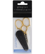 Gingher Gold-Handled Epaulette Embroidery Scissors 3.5&quot;-W/Leather Sheath... - £34.57 GBP