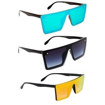 Occhiali da sole rettangolari unisex per adulti (lenti blu, nere e giall... - $10.36