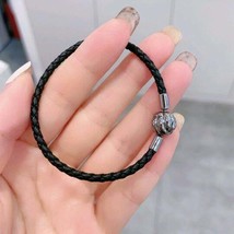 2022 Autumn Release Ruthenium-plated Moments Love Knot Braided Leather Bracelet  - £18.51 GBP