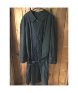 Stafford Black Trench Coat Duster Size 48 Long Removable Lining Classic - £36.00 GBP