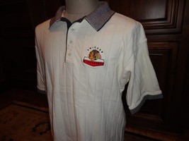 Vtg 90&#39;s Lee Sport Sewn Chicago Blackhawks NHL Hockey Cotton Polo Shirt Adult XL - £27.68 GBP