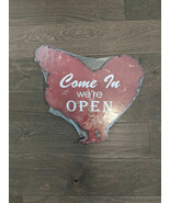 16.5&quot; We&#39;re OPEN ROOSTER 3d cutout retro USA STEEL plate display ad Sign - $107.26 CAD