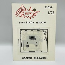 Vtg Airkit Cockpit Placard for P-61 Black Widow Cockpit 1/72 Scale C.038... - £7.88 GBP