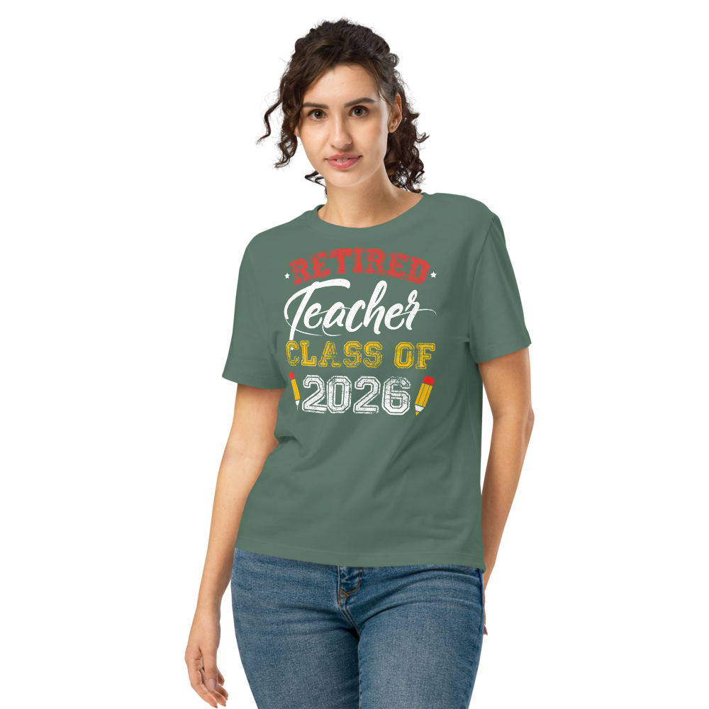 Women’s Organic Ribbed Neck T-Shirt – “Retired Teacher” (Green Bay) - $54.99