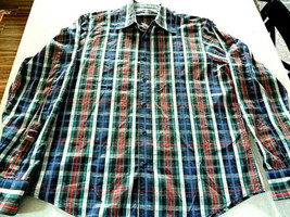  Lee Button Down Long Sleeve Shirt Men&#39;s XXL Blue/Red/Green Plaid Collared - £14.78 GBP