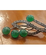 Antique ART DECO Emerald Tested  Rhinestone Pin Vintage - £112.12 GBP
