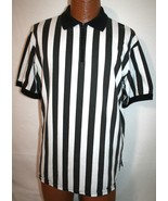 Vintage MAJESTIC B&amp;W Stripe 1/4 Zip Referee Umpire JERSEY SHIRT L USA Made - $26.88 CAD