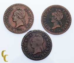 France Un Centime 3-Coin Lot 1850, 1851 &amp; LAN 6 From Paris Mint - £41.06 GBP