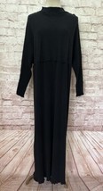 Vintage Michelle St John Black Ribbed Knit Long Dress Cotton Knit One Size - $130.00