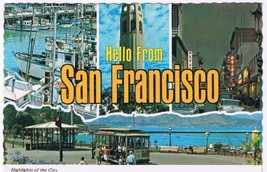 Postcard Hello From San Francisco Highlights Of The City - £2.21 GBP