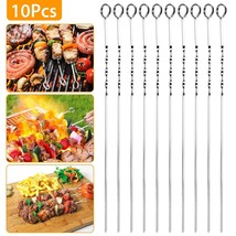 10PCS BBQ Barbecue Stainless Steel Grilling Kabob Kebab Flat Skewers Needle 16&quot; - £20.90 GBP