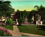 Hotel El Mirasol Bungalow Santa Barbara Ca Mano Colorato Fototipia Carto... - $15.31