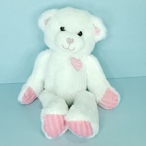 Goffa Valentine Pink Heart Nose Floppy White Plush Stuffed Animal 14&quot; - £17.10 GBP
