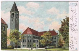 New York Postcard Ithaca Cornell University Library &amp; Clock Tower 1908 Tuck - £1.69 GBP