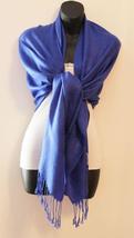Dark Blue Solid Pashmina Paisley Floral Silk Scarf Shawl Classic - £14.87 GBP