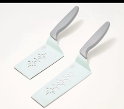 Kuhn Rikon Slice &amp; Serve Knives Set of 2 with Sheaths K65363 NEW Grey An... - $29.58