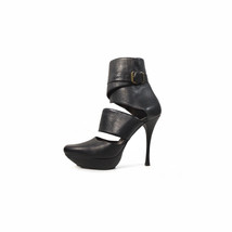 $700 LANVIN Shoes Women 37 Black Leather Stiletto Heels 4.5&quot; Heel *LOVELY* SZ 7 - £143.08 GBP
