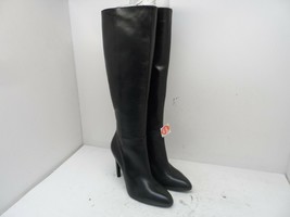 Via Spiga Women&#39;s Tall Side-Zip Dress Heel Boots Black Leather Size 5M - £73.80 GBP