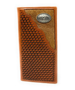 West Men&#39;s Cow Fur Cowhide Genuine Leather Longhorn Basketweave Bifold W... - $41.15 CAD